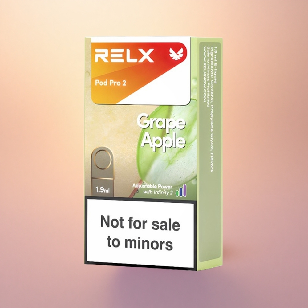 Relx Pod Pro 2 Vape Device Grape Apple Zero Mode Adjustable 1.9ml Pod Pack