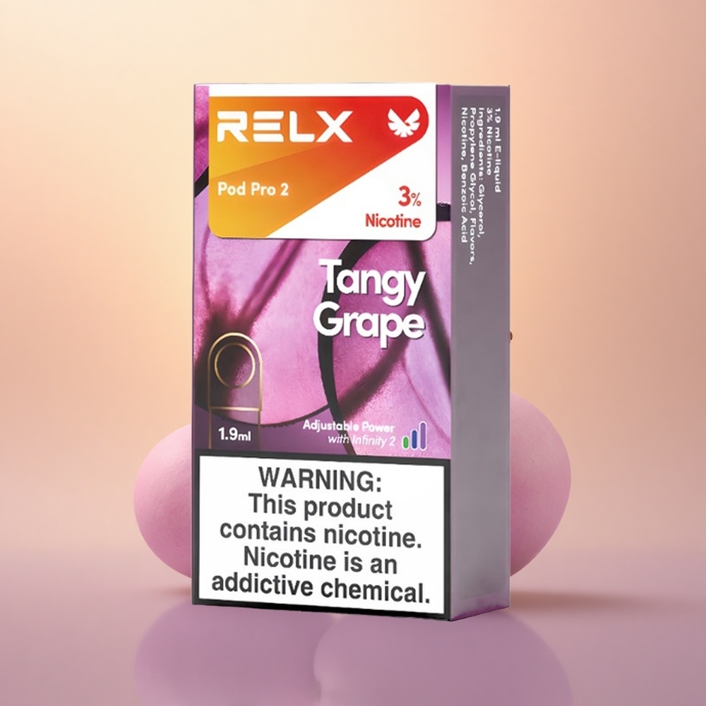 Relx Pod Pro 2 Vape Device Tangy Grape 30mg/ml 1.9ml 3 Voltage Eco Smooth Boost