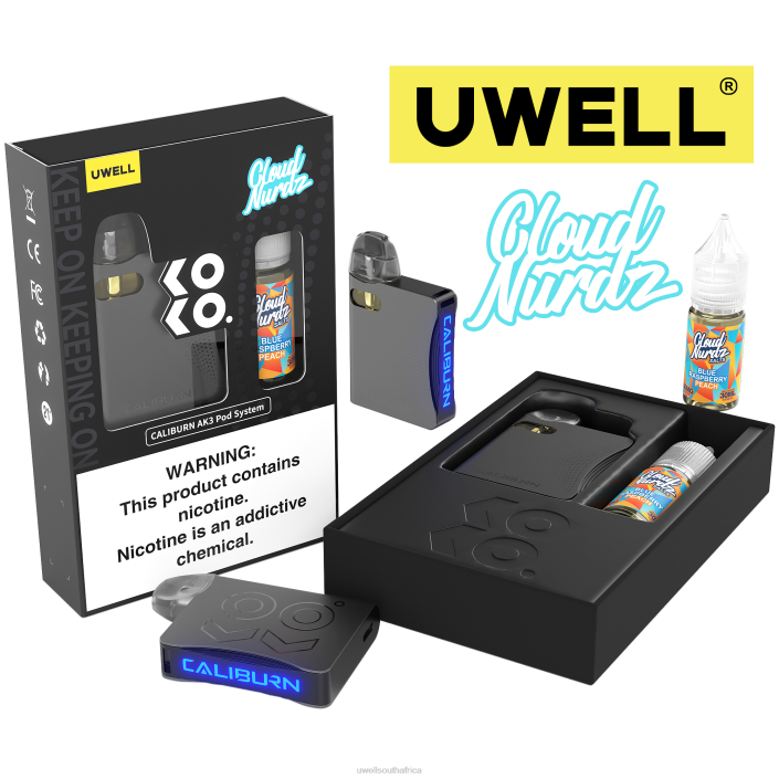 UWELL vape flavours - UWELL CALIBURN AK3 KIT + A3S 0.8OHM PODS (X2) + DADDY\'S VAPOR 10ML SALTS 50MG CRL: Black/FLV: Custard Cookie 50mg X842T243