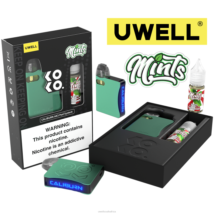 UWELL vape flavours - UWELL CALIBURN AK3 KIT + A3S 0.8OHM PODS (X2) + DADDY\'S VAPOR 10ML SALTS 50MG CRL: Black/FLV: Custard Cookie 50mg X842T243