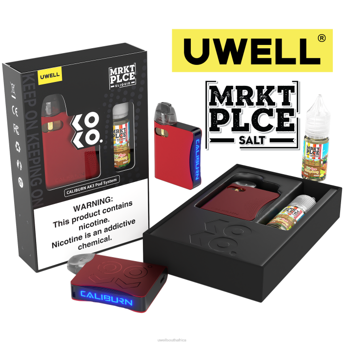 UWELL vape flavours - UWELL CALIBURN AK3 KIT + A3S 0.8OHM PODS (X2) + DADDY\'S VAPOR 10ML SALTS 50MG CRL: Black/FLV: Custard Cookie 50mg X842T243