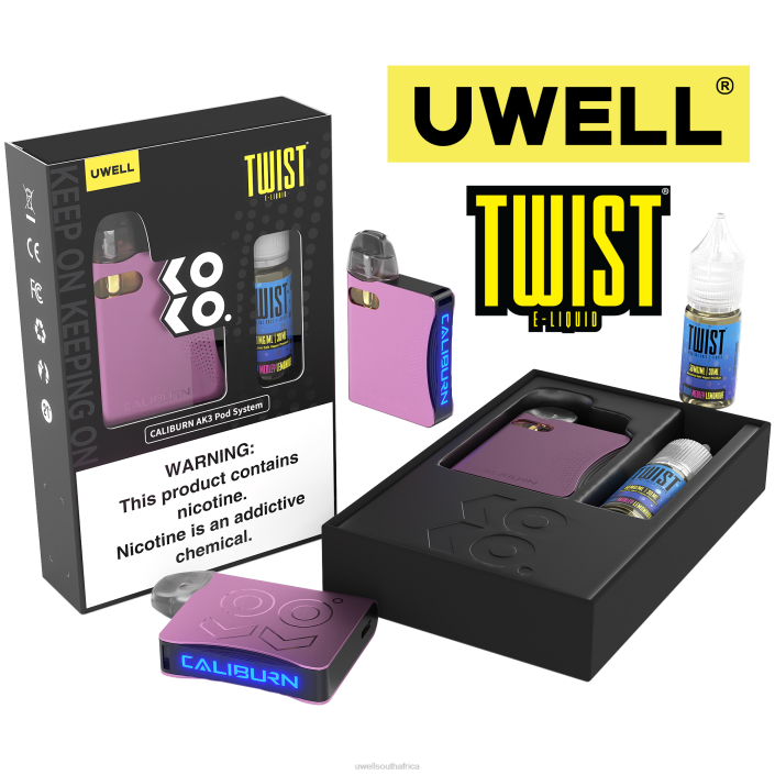 UWELL vape flavours - UWELL CALIBURN AK3 KIT + A3S 0.8OHM PODS (X2) + DADDY\'S VAPOR 10ML SALTS 50MG CRL: Black/FLV: Custard Cookie 50mg X842T243